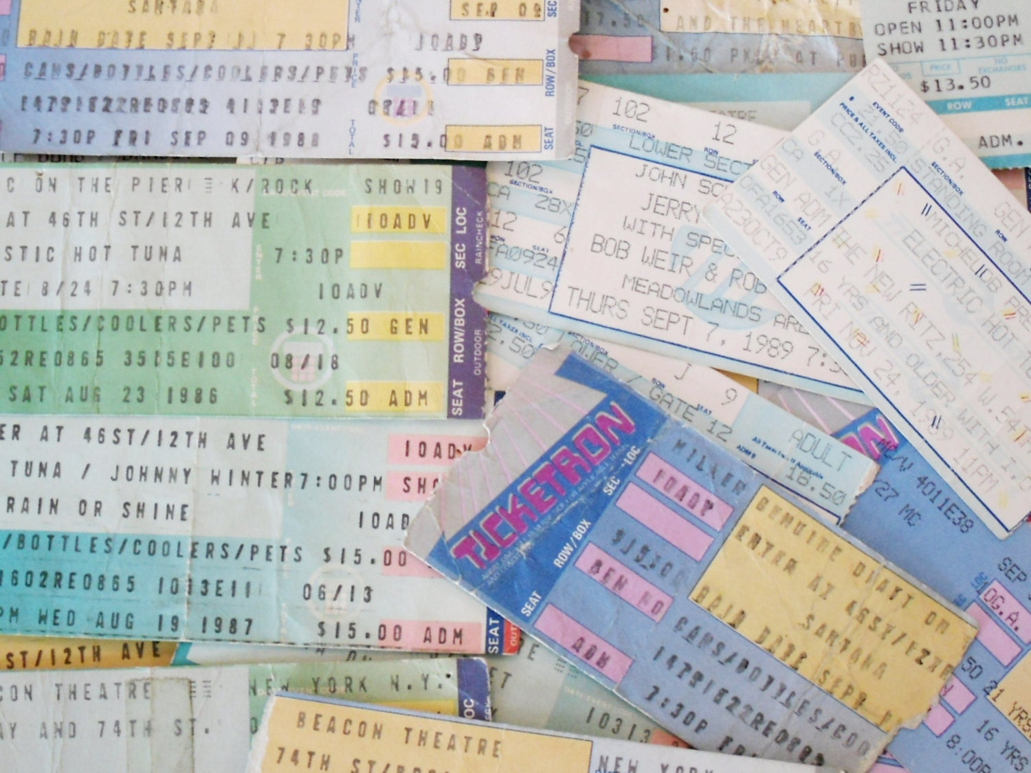 Lot Of Vintage Concert Ticket Stubs 1980s By Aliciarstangdesigns 
