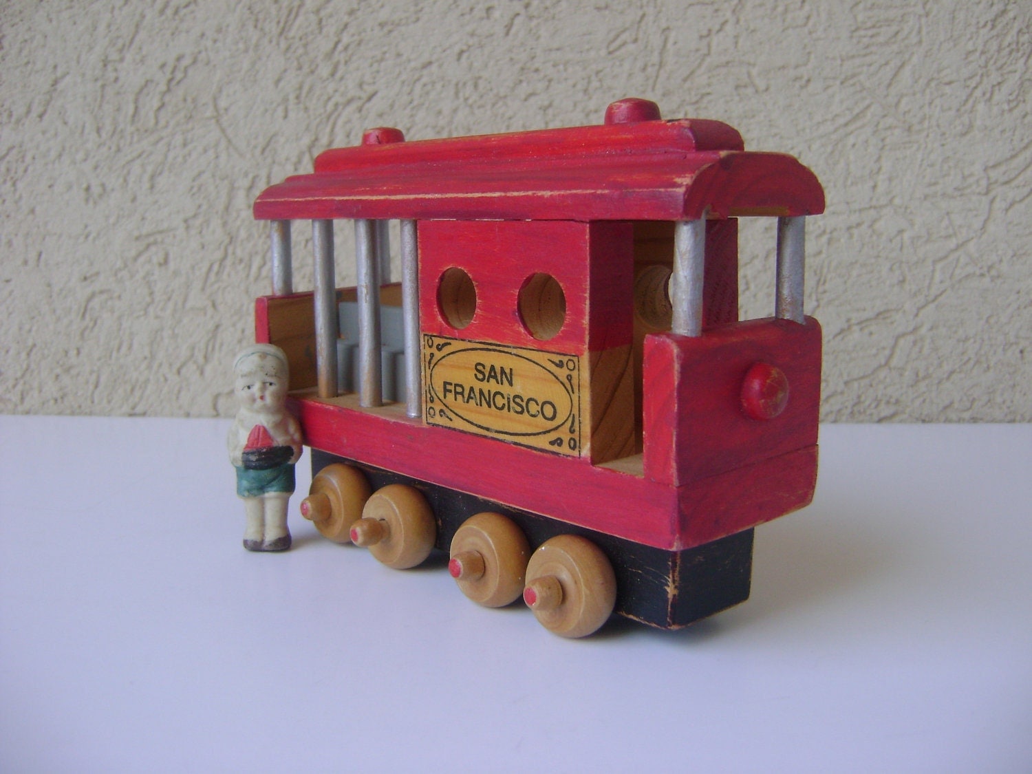 Vintage Wooden Toy San Francisco Trolley CarKids