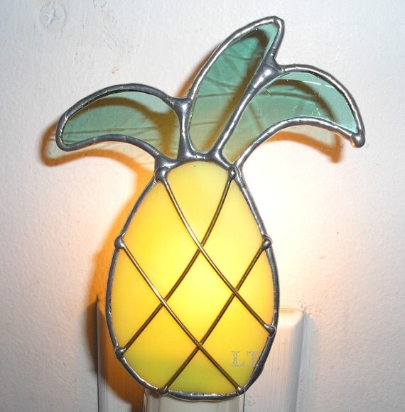 LT Stained glass Pineapple fruit yellow night light lamp light