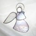 LT Stained glass white Angel sun light catcher made with white iridescent glass and wispy wing