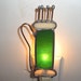 LT Stained glass Golf bag night light lamp with clubs made with green and beige opal glass