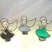 LT Stained glass 3 mini Angel ornaments aqua turquoise cranberry light blue