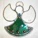 LT Stained glass green Angel suncatcher light catcher made with iridescent green clear glass and brass accents
