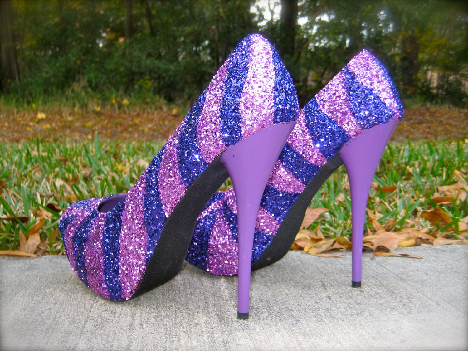 purple and black stilettos