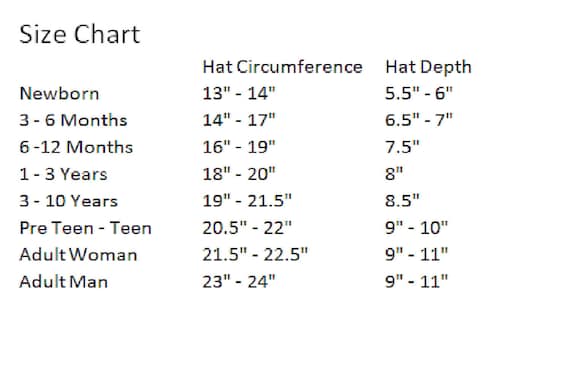 Items similar to Hat Size Chart on Etsy