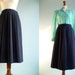 Vintage pleated skirt / maxi long / dark navy blue / medium large