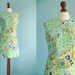 Vintage 60s mod dress / day dress / abstract floral print / short mini dress / sleeveless / large