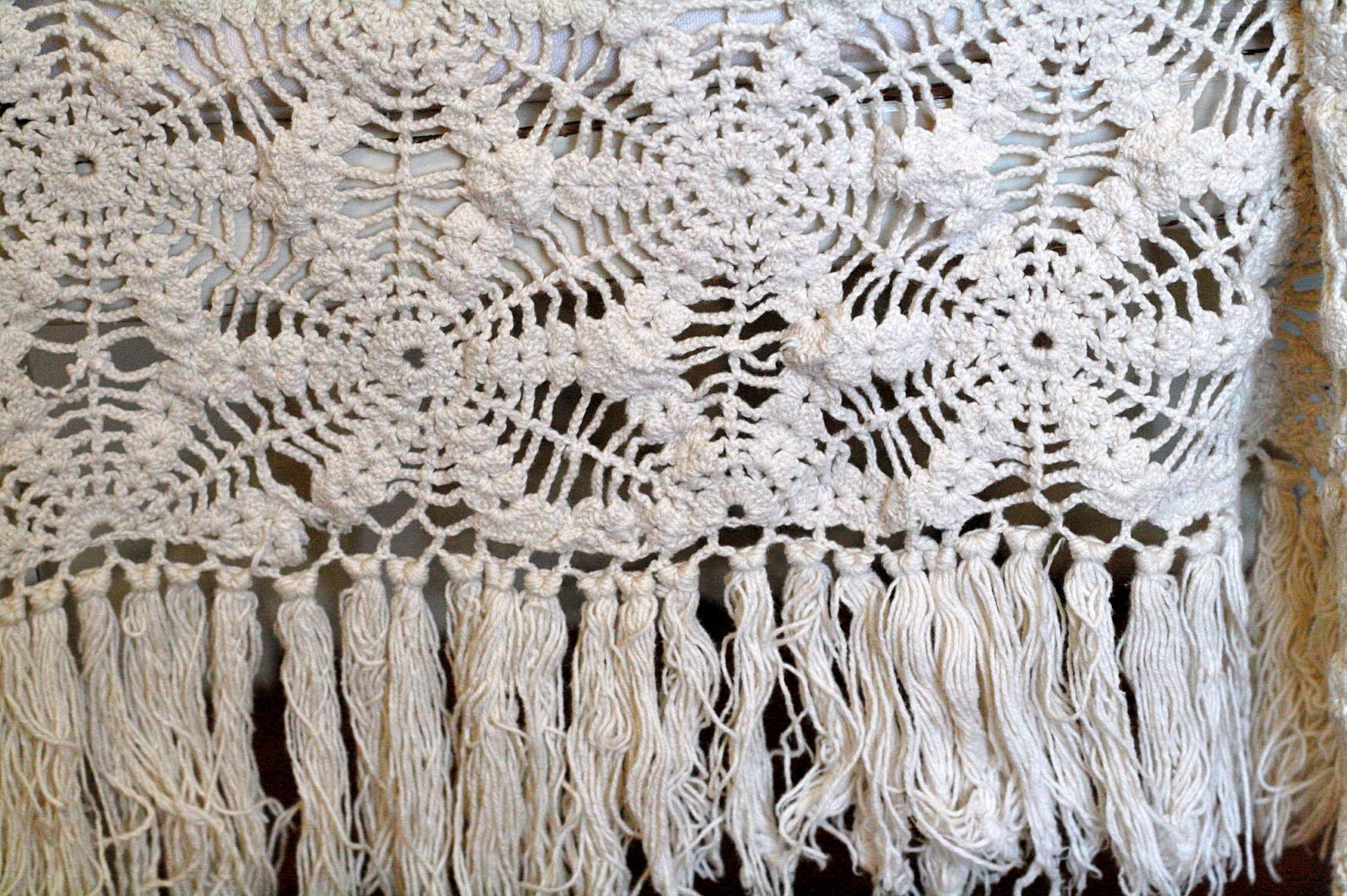 Vintage Lace Crochet Blanket Coverlet Throw