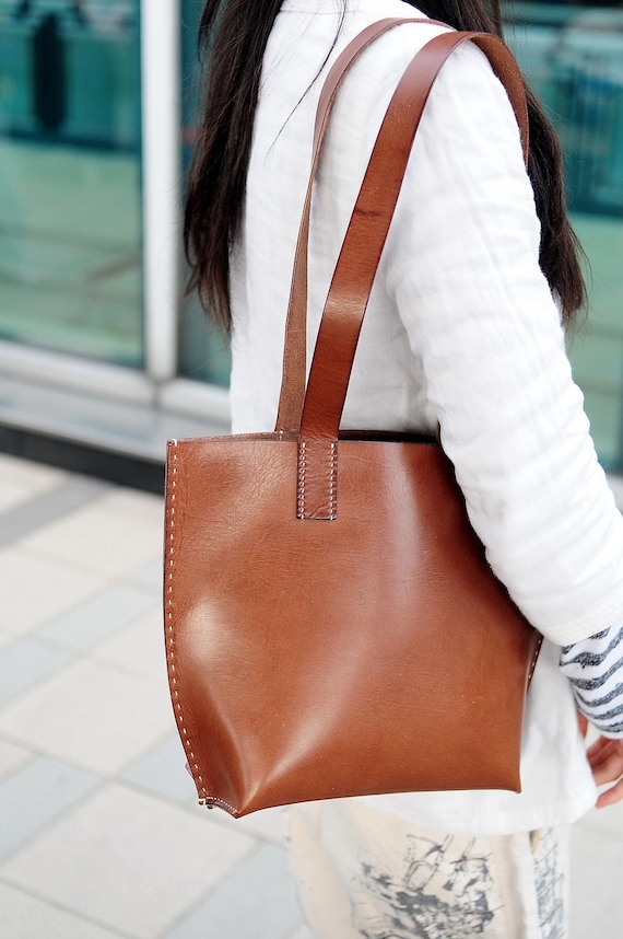 Hand Stitched Leather Tote Bag