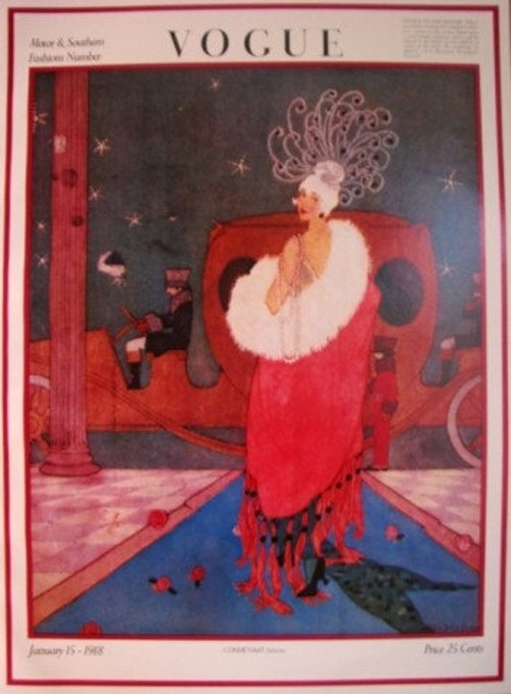 Poster of Vintage Vogue Magazine Cover January 15 1918