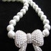 14mm white glass pearls Large Bow Necklace