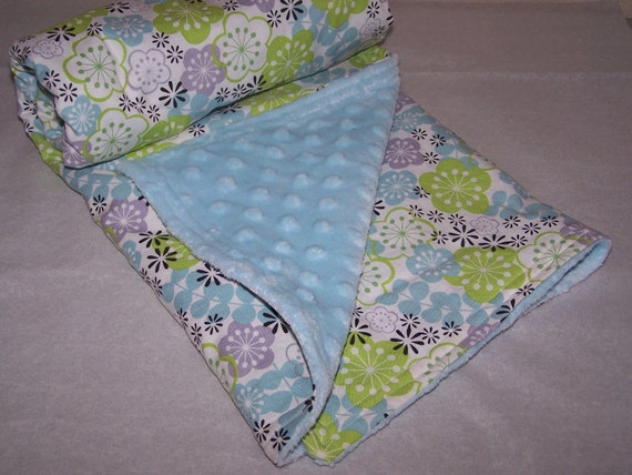 Items similar to Baby or Toddler Blanket in Blue Minky Dot on Etsy