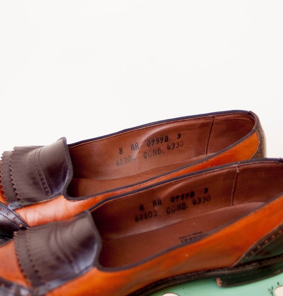 Vintage 1980s Shoes Prep School Brown and Black Wingtip