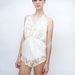 Vintage 1970s Lingerie - Angel - White Vintage Bridal Lace Edged Teddy Romper