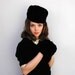 Vintage 1930s Hat and Muff - Princessa - Black Beaver Fur Hat and Muff