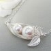 Mother And Child Sterling Silver Horizontal Peapod Necklace - Choose Your Color Pearl