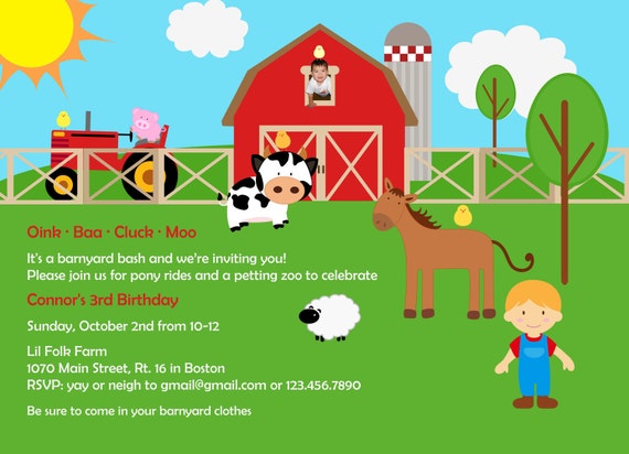 Ähnliche Artikel wie petting zoo farm birthday invitation DIY printable ...