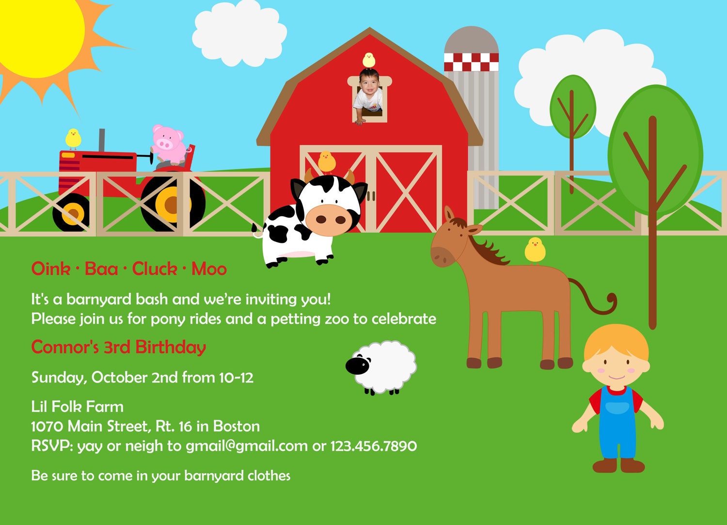 petting zoo farm birthday invitation DIY von WickedCraftyDesigns