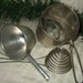 Vintage aluminum baking trio starter set sifter egg separator measuring scoop vintage baking utensils country kitchen decor farm chic oldies