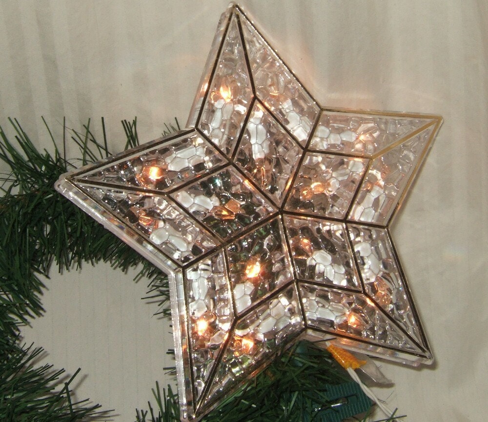 Vintage Christmas tree topper Lighted Star Tree topper