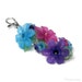 Colorful Summer Garden Floral Crystal Pearl Cluster Silver Handbag Charm Keychain