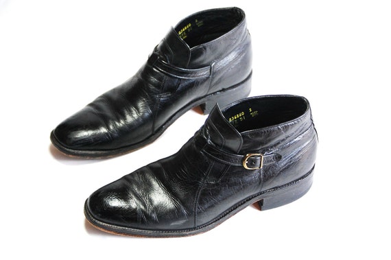 Vintage Mens US 11 1/2 Sleek Black Leather Ankle by Ramenzombie