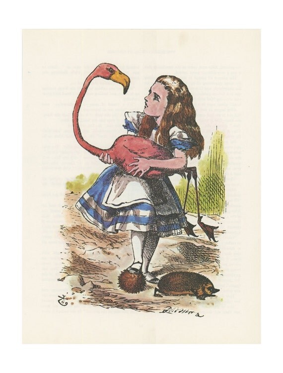 Alice Plays Croquet Pink Flamingo Hedgehog Alice In by KingPaper