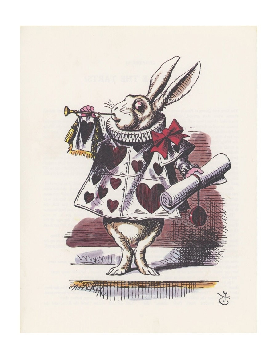 White Rabbit In Royal Robe Blows Trumpet Holds Letter by KingPaper