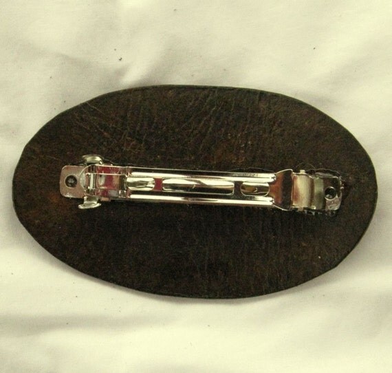 Footprint Barrette Hair Barrette Oval Leather Hair Clip