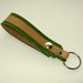 Tan Leather Key Fob Snap Loop for Belt or Pack Green Keychain Wristlet
