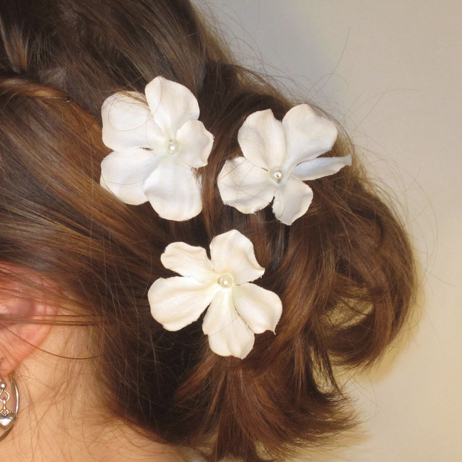 White Flower Hair Pins Wedding Hairpins Prom Flower