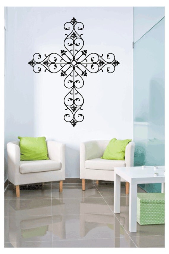 Items similar to Fancy Cross Wall Decal on Etsy