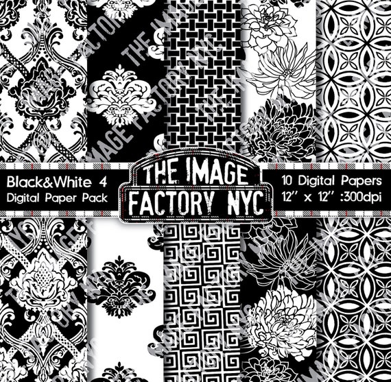 Black & White Vintage Wallpaper and Damask Inspired Digital