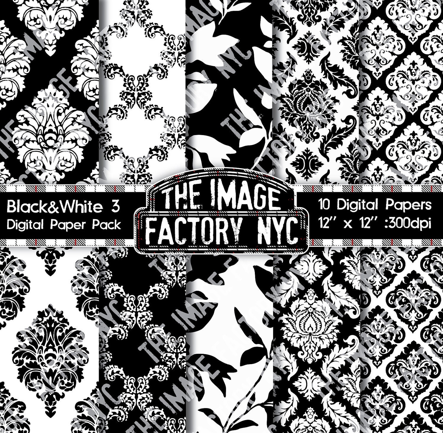  Black  White  Vintage  Wallpaper  and Damask Inspired Digital