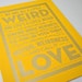 Weird Love - Dr Seuss quote pen drawn poster