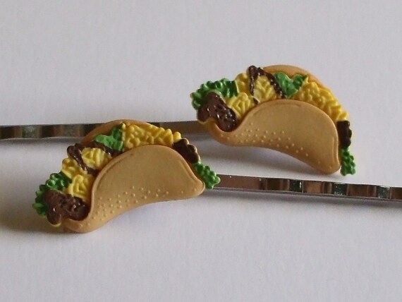 Run for the Border- Yummy Taco Bobby Pin Hair Clips- FREE SHIPPING