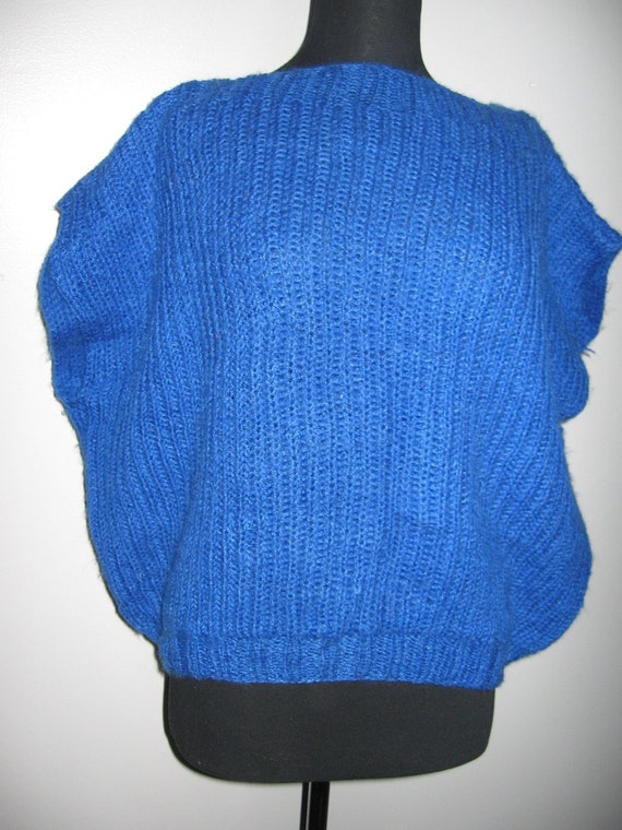 Handknitted cornflower blue wool sweater