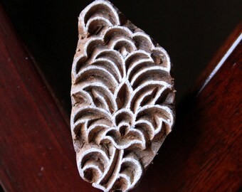 Hand Carved Indian Wood Textile Stamp Block- Floral Motif