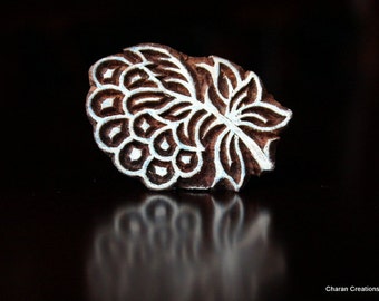ON SALE Hand Carved Indian Wood Textile Stamp Block- Flower