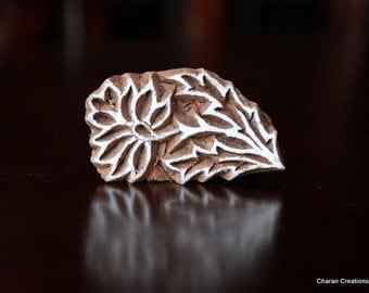 Hand Carved Indian Wood Textile Stamp Block- Tuberose Flower