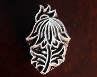 Hand Carved Indian Wood Textile Stamp Block- Coneflower (ON SALE)