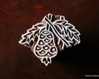 HALF PRICE SALE Hand Carved Indian Wood Textile Stamp Block- Pear