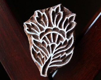 ON SALE Hand Carved Indian Wood Textile Stamp Block- Floral Motif