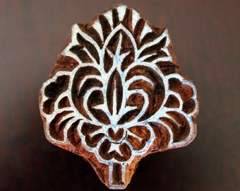 Hand Carved Indian Wood Textile Stamp Block- Art Nouveau Floral Motif