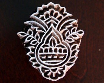 Hand Carved Indian Wood Textile Stamp Block- Floral Motif (Reduced)