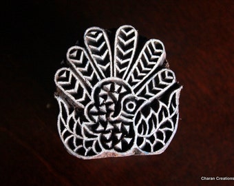 Hand Carved Indian Wood Textile Stamp Block- Fantail Pigeon