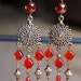 Red Antiqued gold Czech Glass Chandelier Earrings (ON SALE)