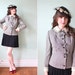 RESERVED vintage 1940's navy check jacket with peter pan collar & bows