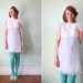 vintage 1960's white & pale blue chiffon mini party dress / size xs