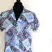 Crazy 80s Vintage Geometric Print Cap Sleeve Top Womens Small